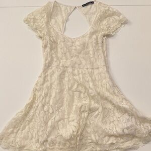 Vintage Abercrombie Cream Lace Short Sleeve Fit & Flare Dress